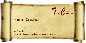 Tuma Csaba névjegykártya